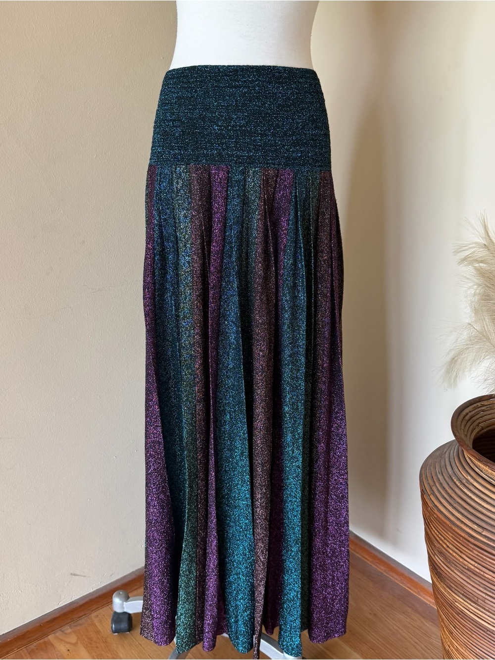Circus Hotel Sparkle Maxi Skirt in Teal and Purple